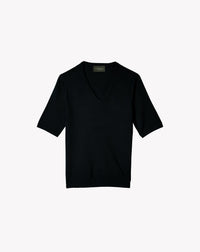 RECO75Pull V Manches Courtes Intemporel - Noir