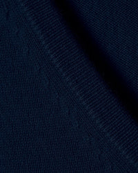 Short-sleeved V-neck cashmere jumper - Navy