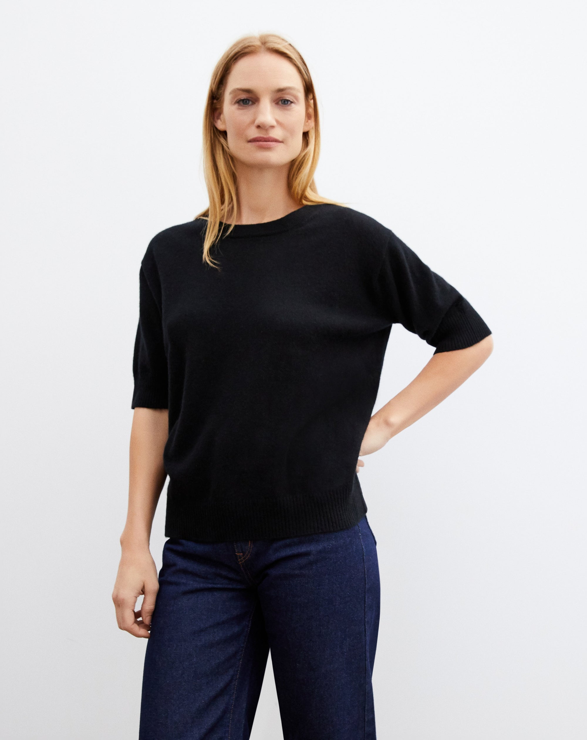 RECO90Maxi Ras De Cou Manches Courtes Contemporain - Noir