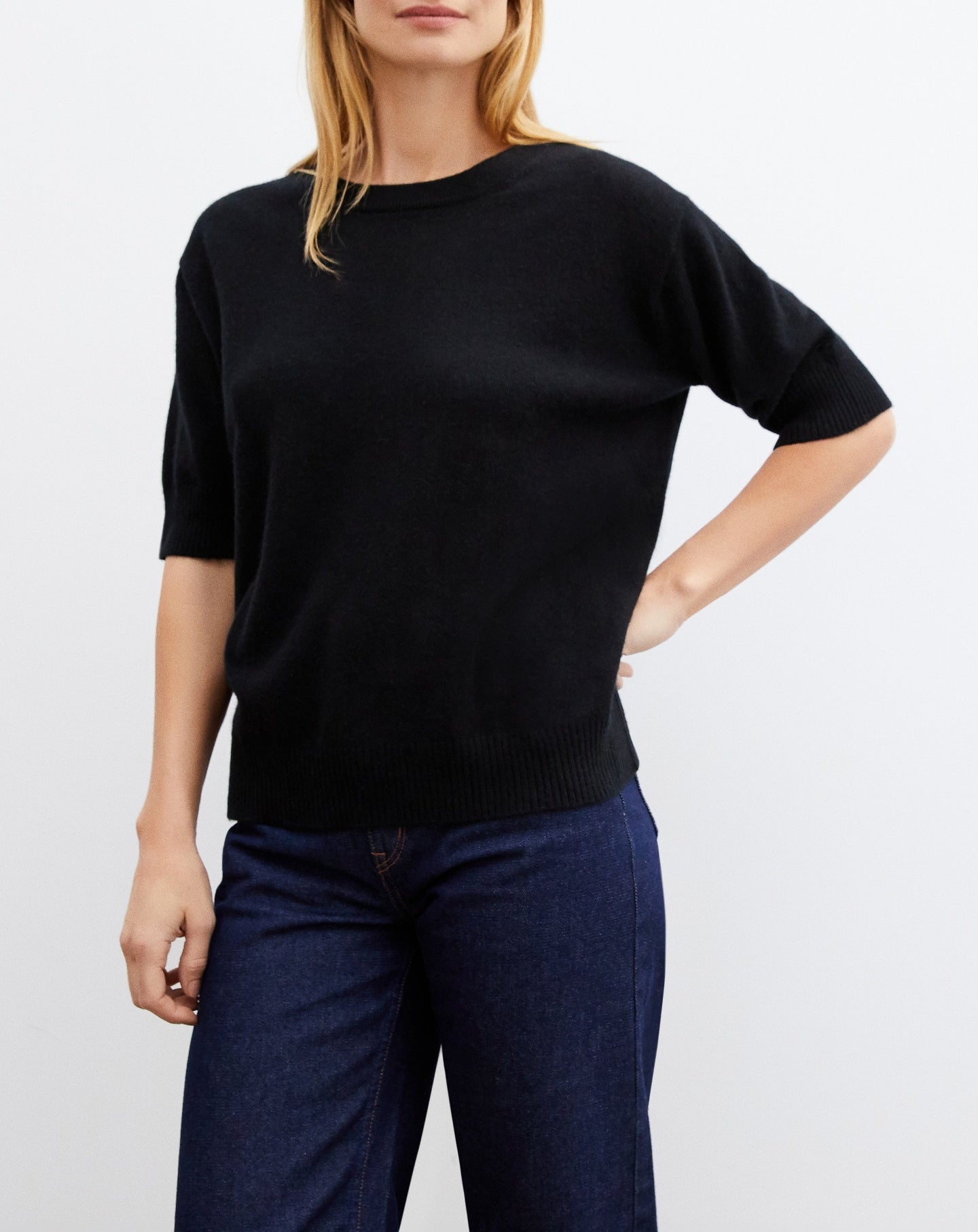 RECO90Maxi Ras De Cou Manches Courtes Contemporain - Noir