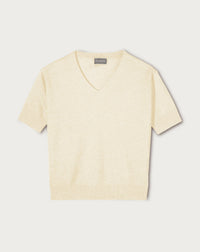 RECO90Maxi Pull V Manches Courtes Contemporain - Naturel