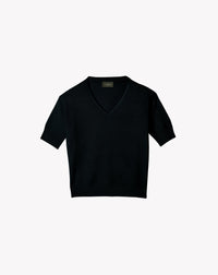RECO90Maxi Pull V Manches Courtes Contemporain - Noir