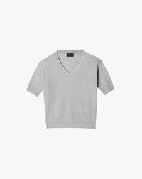 RECO90Maxi Pull V Manches Courtes Contemporain - Givre