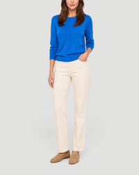 Pull col rond ultrafin en cachemire -  Cobalt