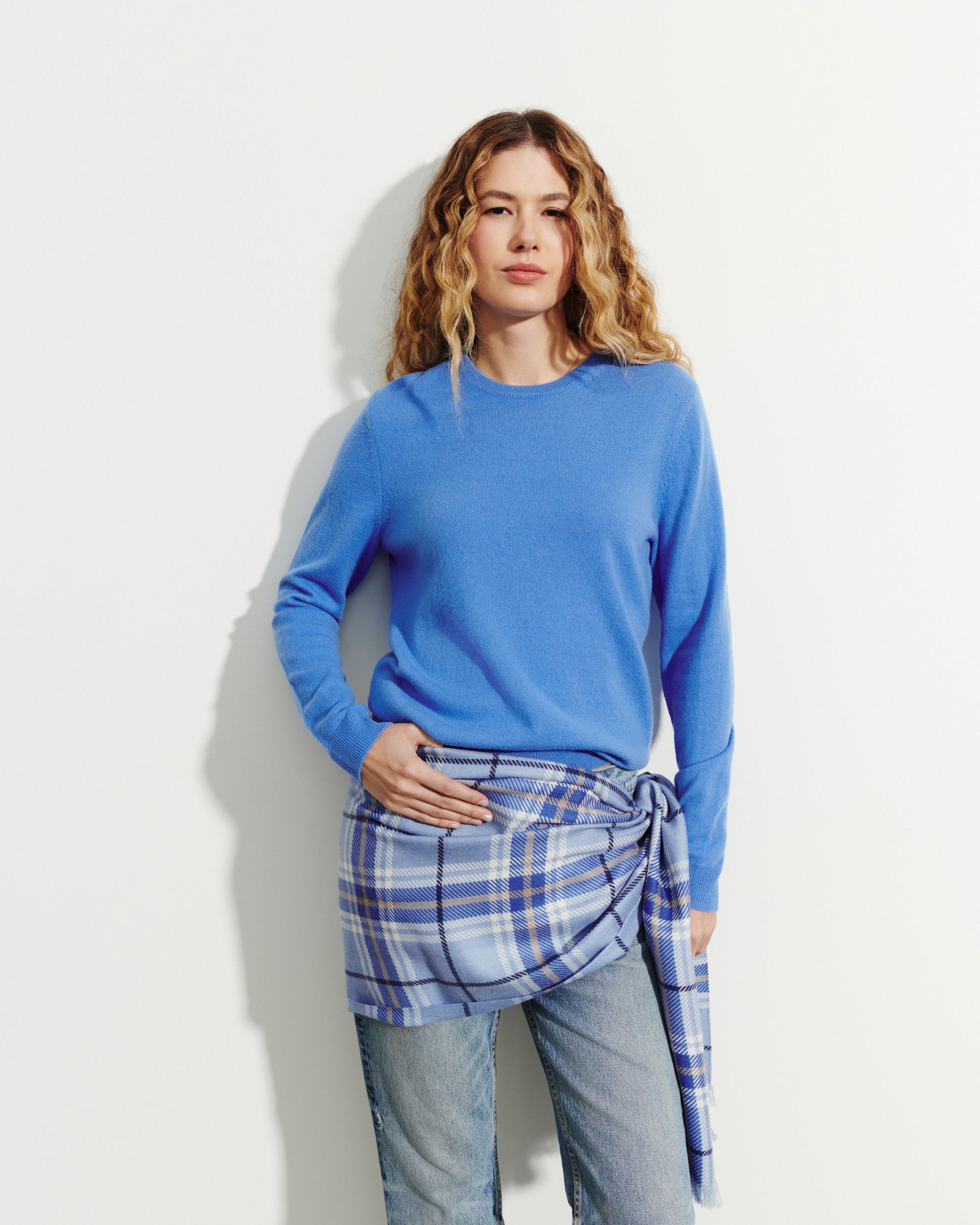 RECO100Pull Col Rond Ultrafin - Bleu Kinetic