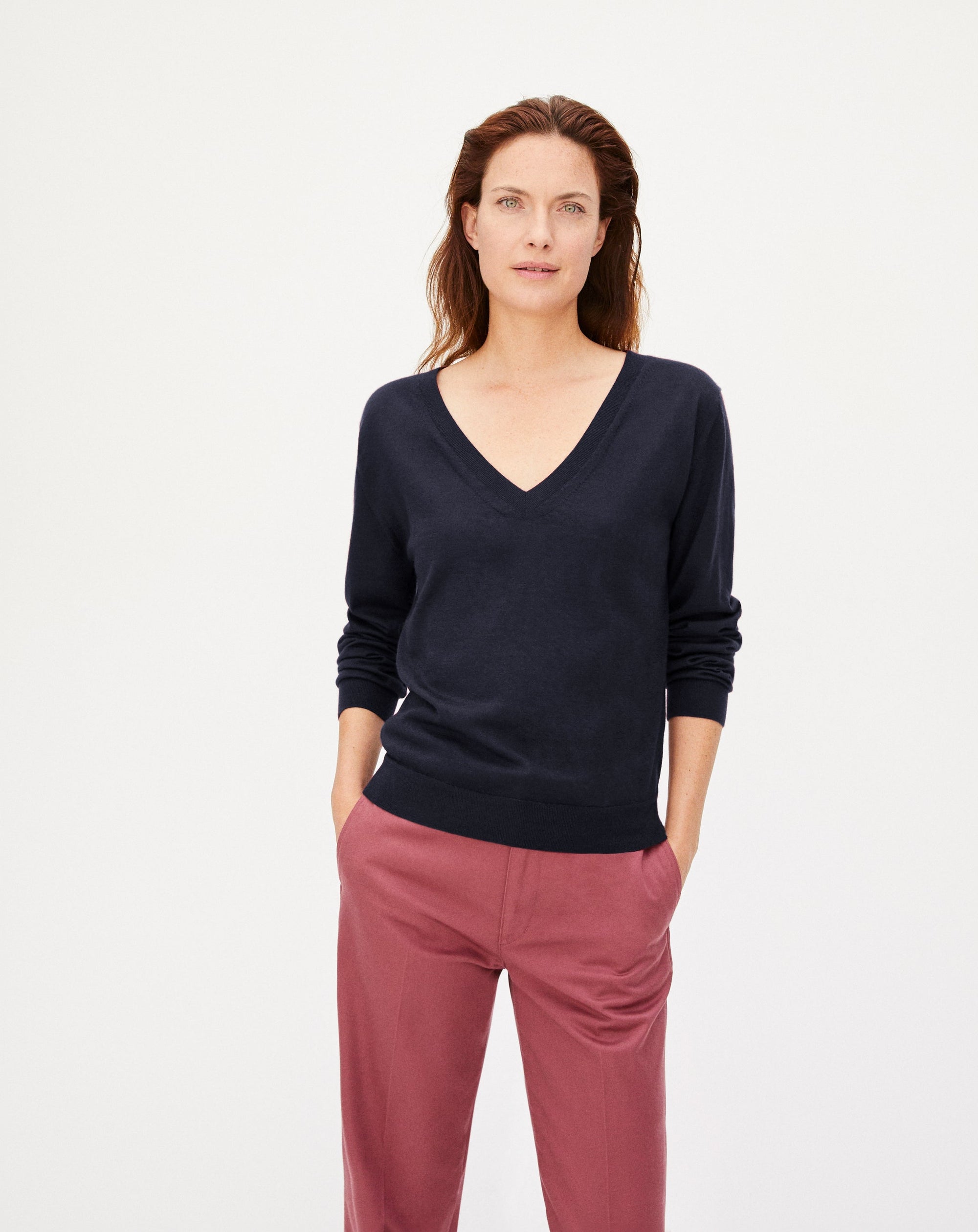 RECO100Pull V Ultrafin Contemporain - Marine