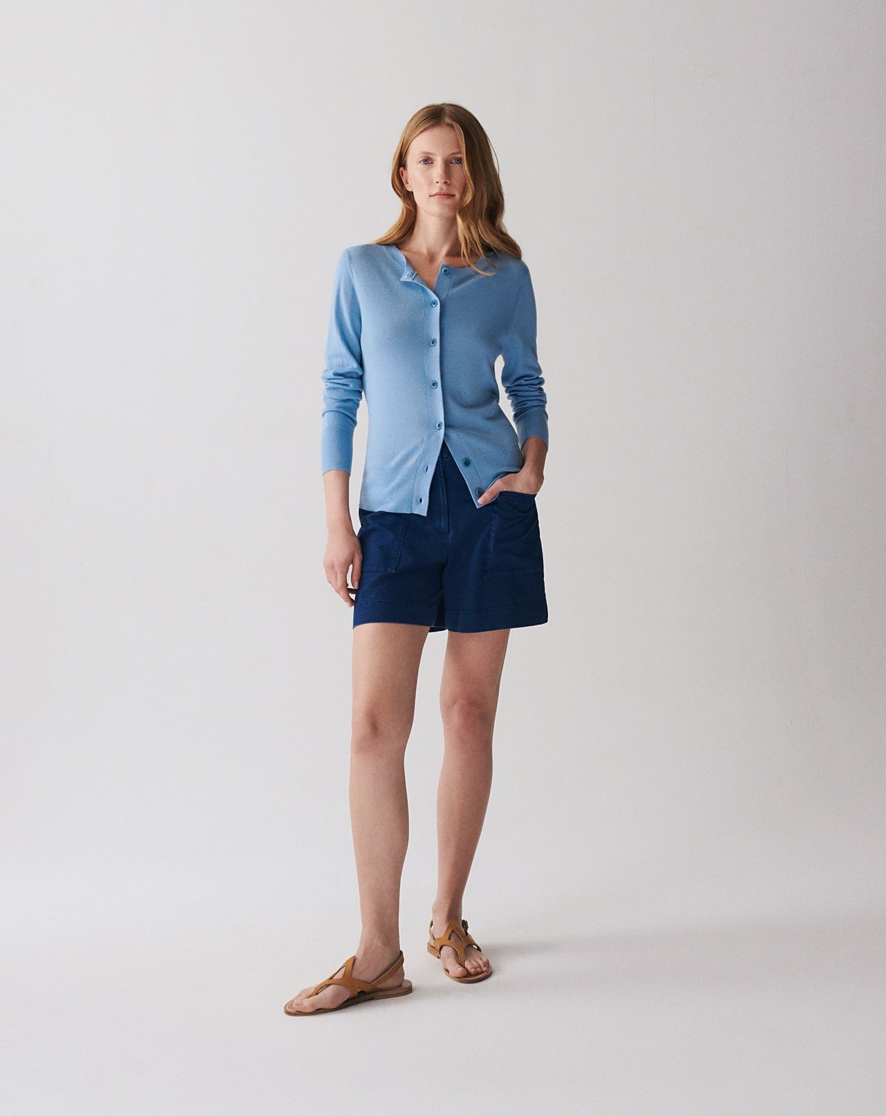RECO125Cardigan Ultrafin - Bleu Glaz