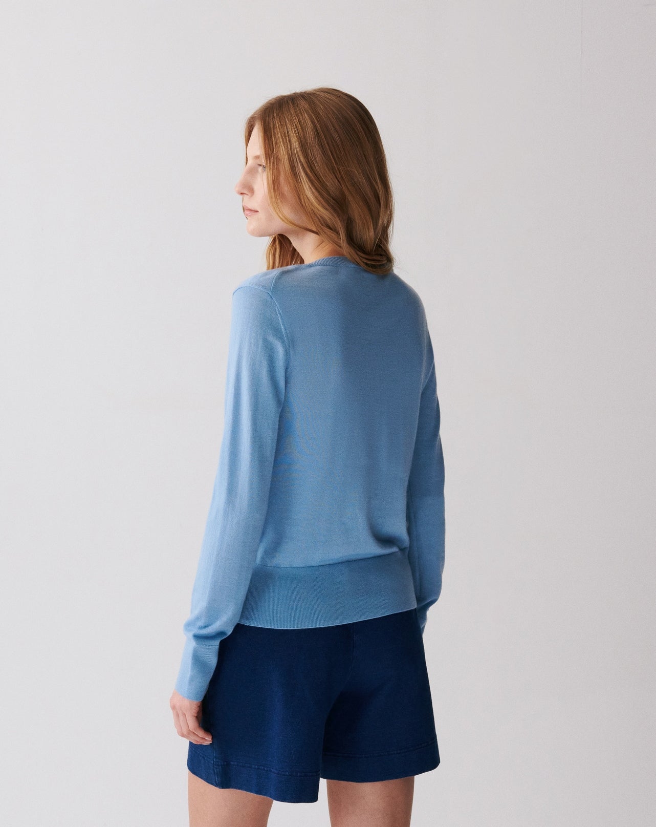 RECO125Cardigan Ultrafin - Bleu Glaz