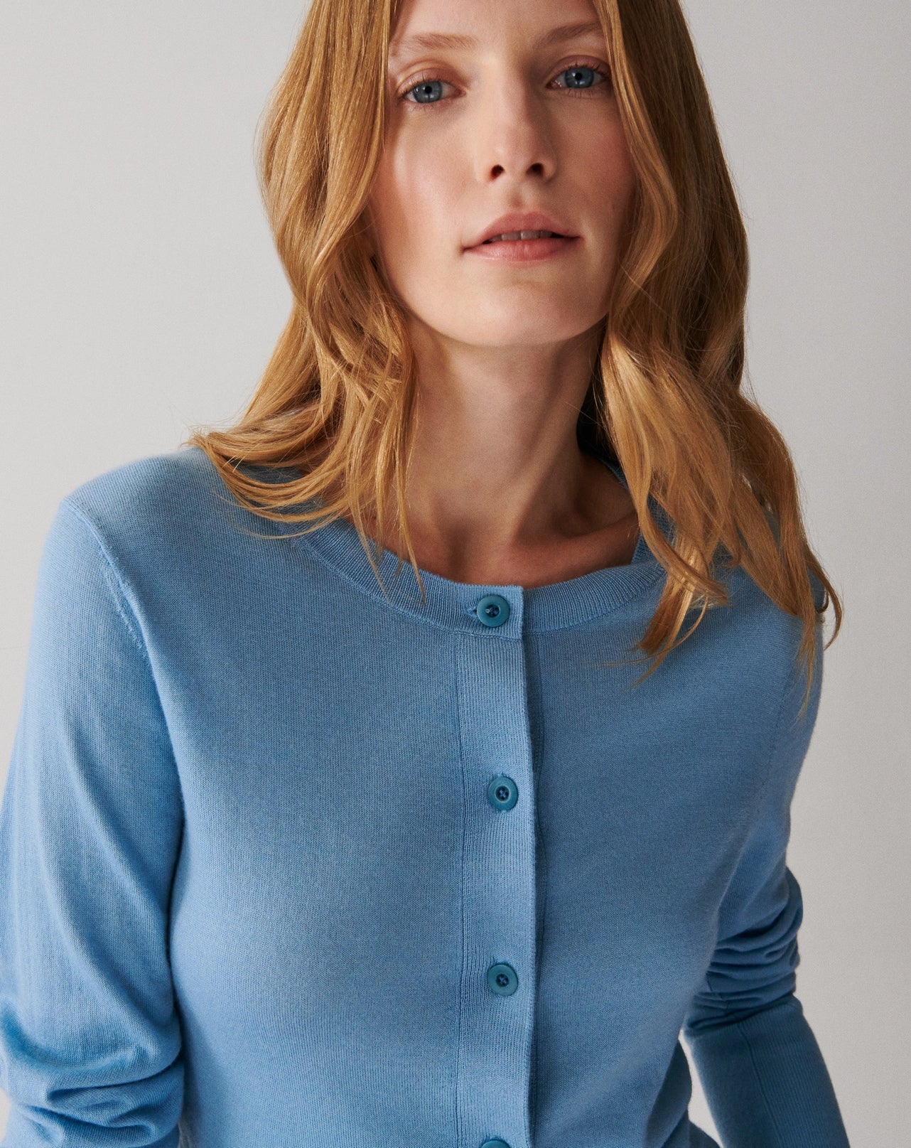 RECO125Cardigan Ultrafin - Bleu Glaz