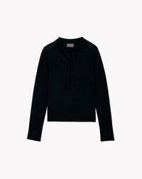 RECO110Pull V Ultrafin Détail Cravate - Noir