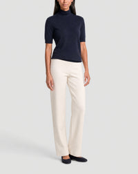 Short-sleeved cashmere roll-neck jumper - Navy