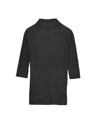 Short-sleeved, ribbed cashmere jumper with a high neck - Anthracite