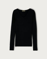 RECO120Pull V Ultrafin Sans Couture - Noir