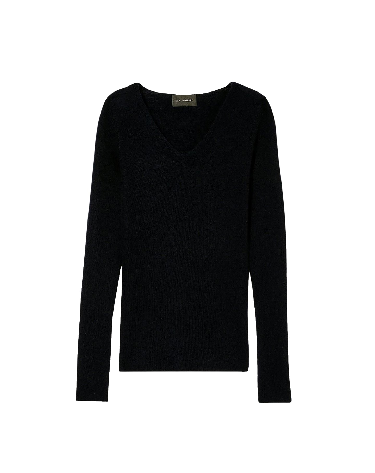 Ultra-fine, seamless V-neck cashmere jumper - Black