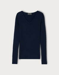 RECO120Pull V Ultrafin Sans Couture - Marine