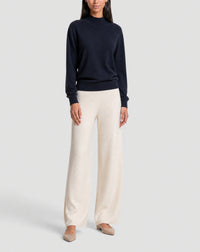 Pull col montant en cachemire -  Marine
