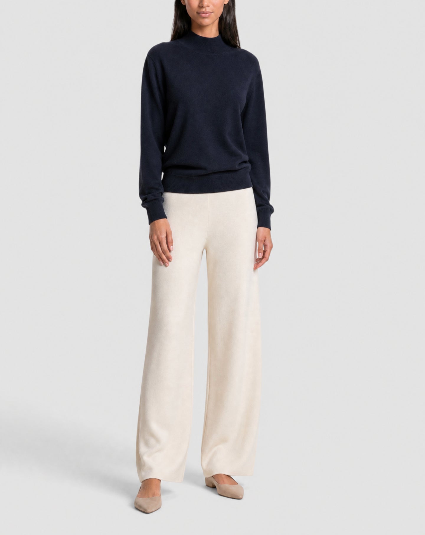 Pull col montant en cachemire -  Marine