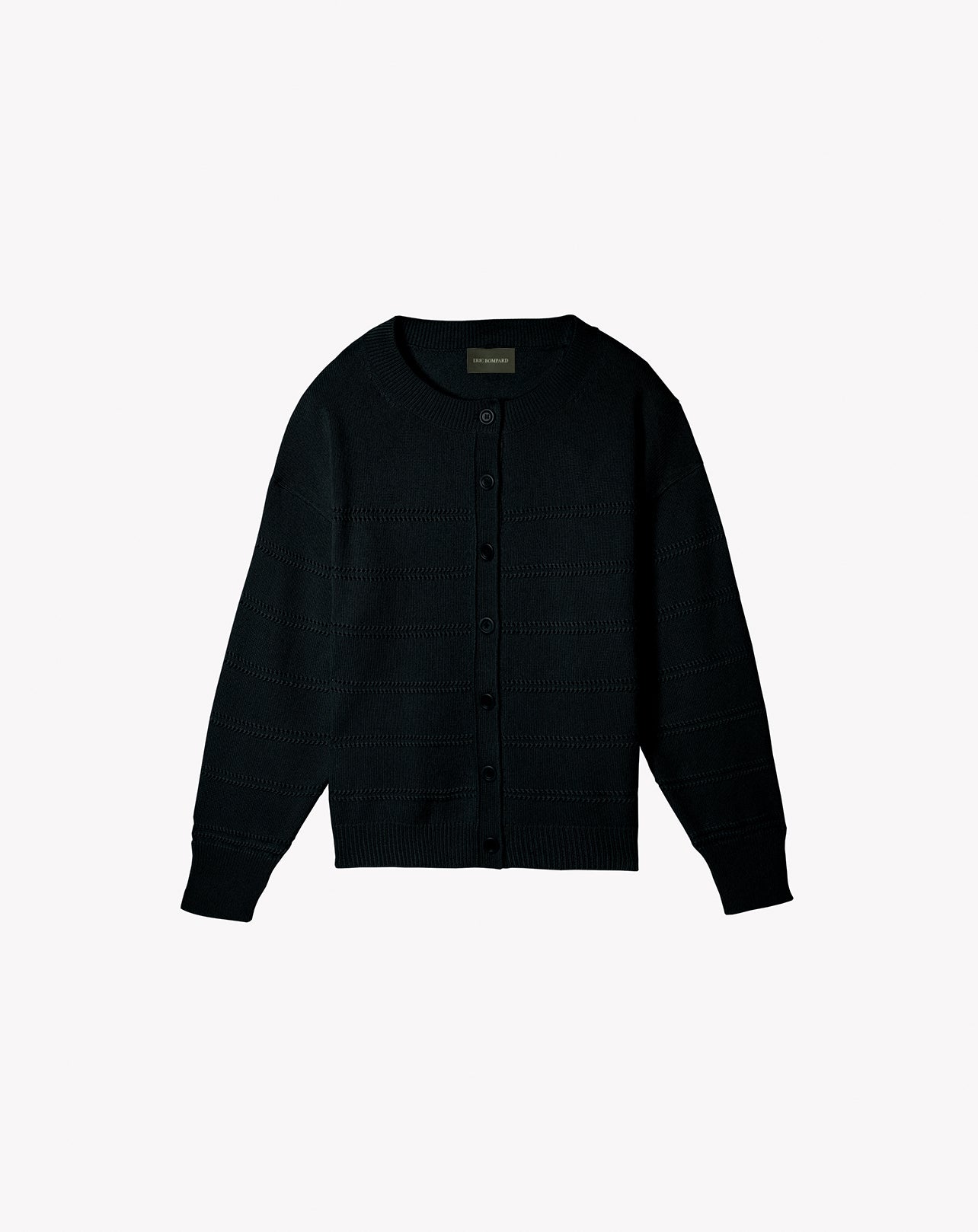RECO175Cardigan Rayures Pointelle - Noir