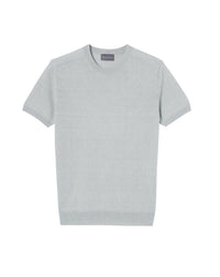 Short-sleeved, round-neck cashmere jumper - Lichen