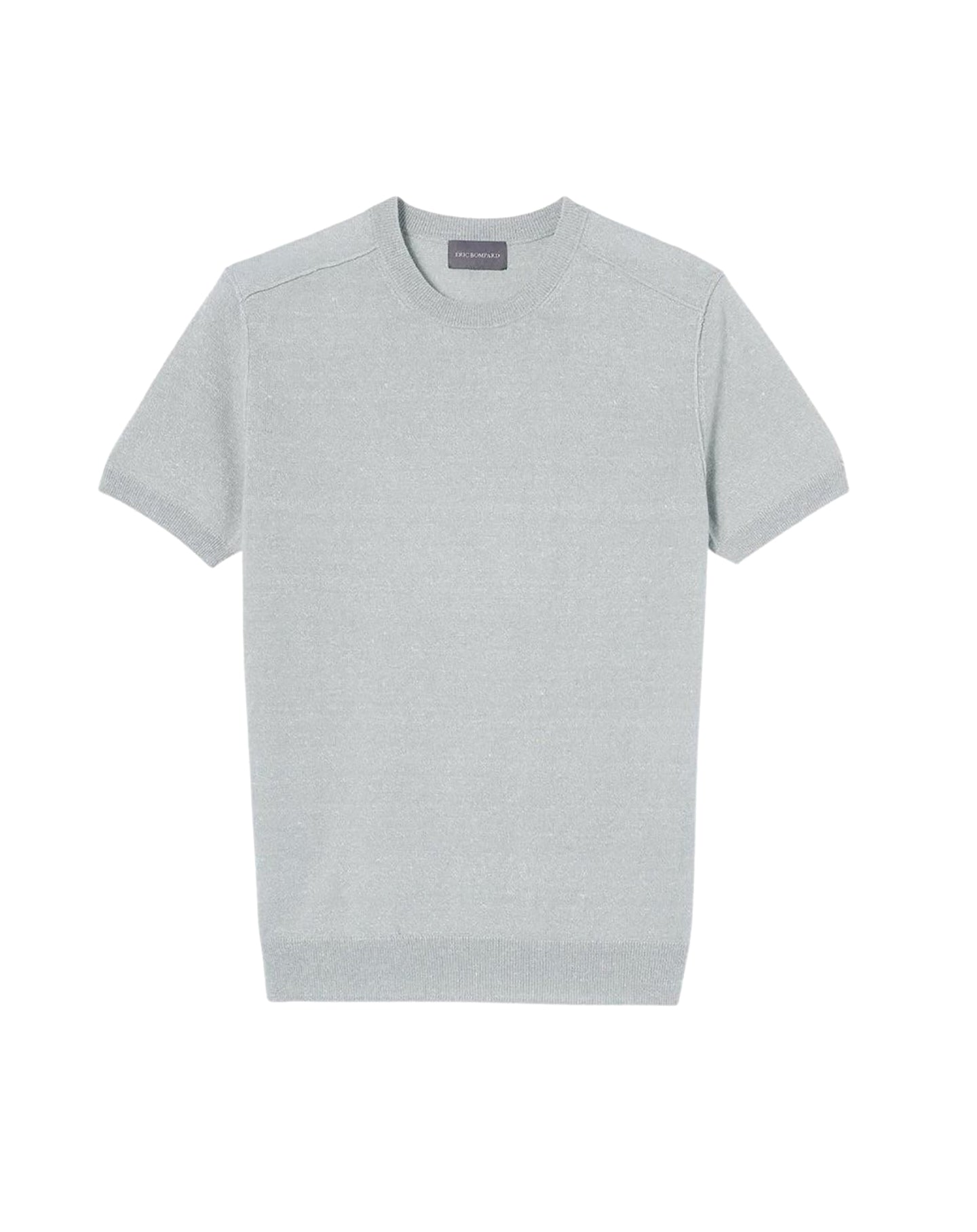 Short-sleeved, round-neck cashmere jumper - Lichen