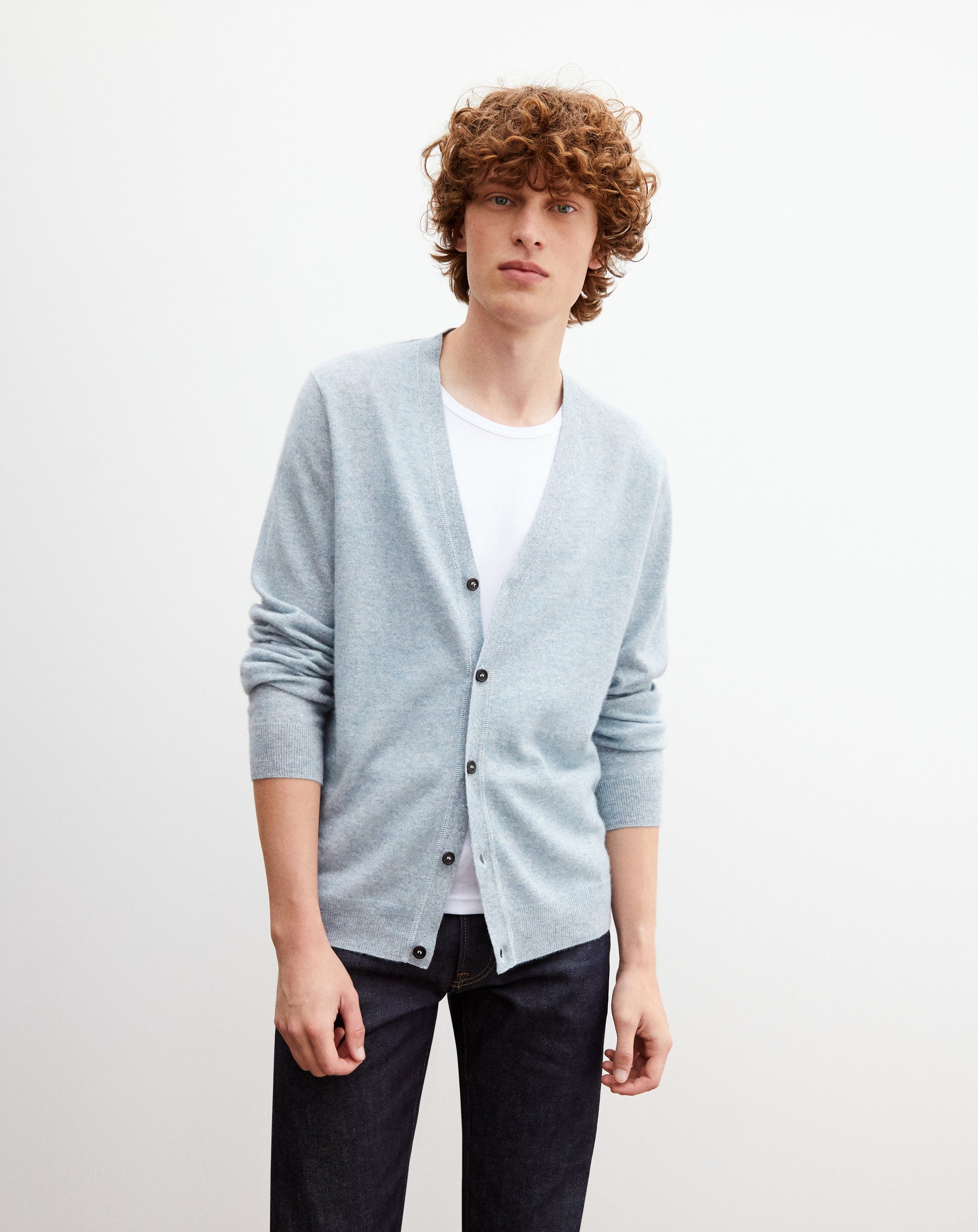 RECO130Gilet Cachemire/Lin - Denim