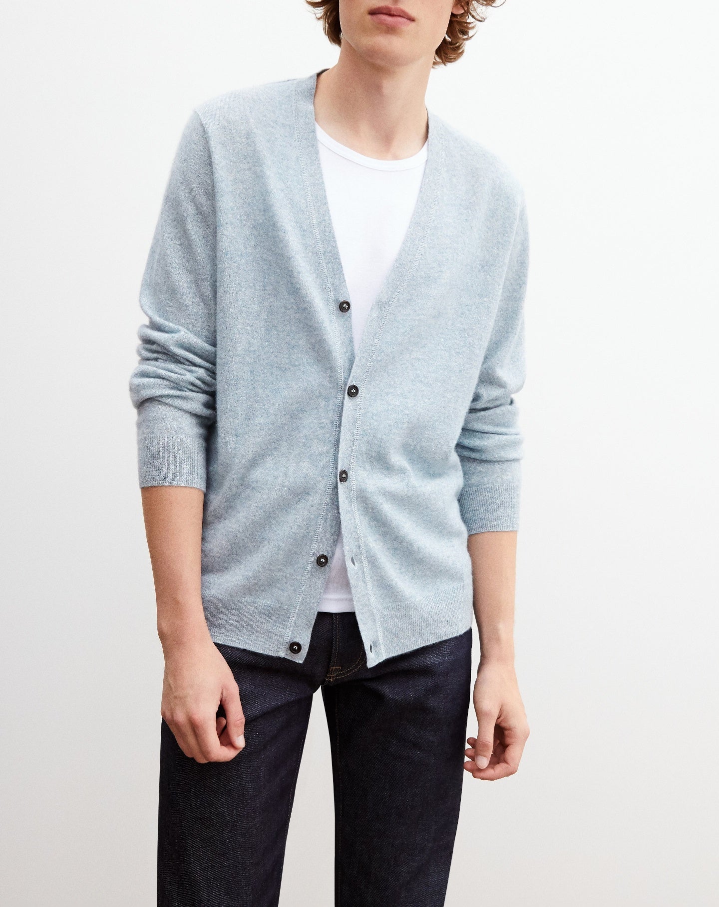 RECO130Gilet Cachemire/Lin - Denim