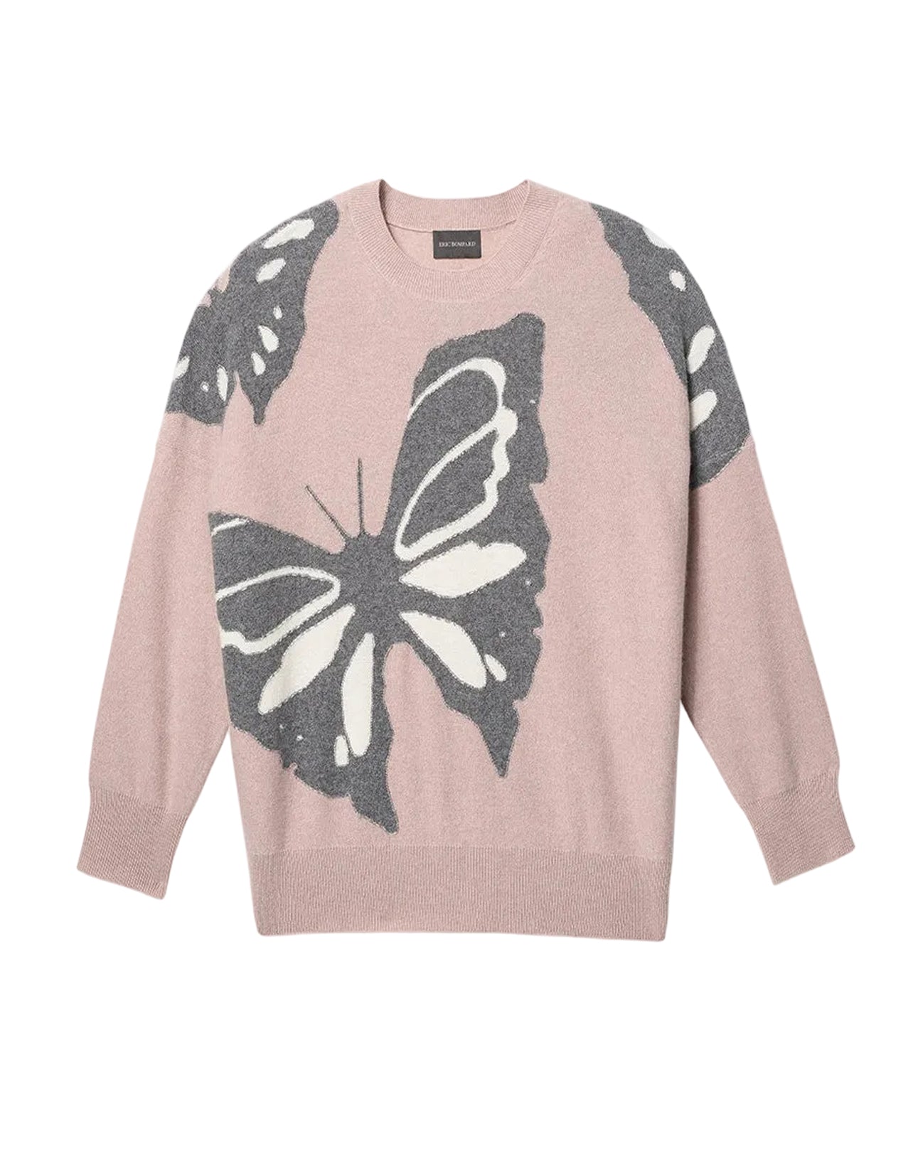 Pull col rond ample intarsia papillons en cachemire -  Petale