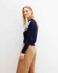 RECO160Ras De Cou Intarsia Fleur Brodée - Marine