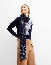 RECO160Ras De Cou Intarsia Fleur Brodée - Marine