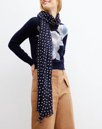 RECO160Ras De Cou Intarsia Fleur Brodée - Marine