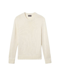 Pull col rond bords à côtes doubles en coton -  Naturel