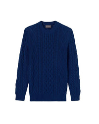 Cotton cable-knit round-neck jumper - Amiral