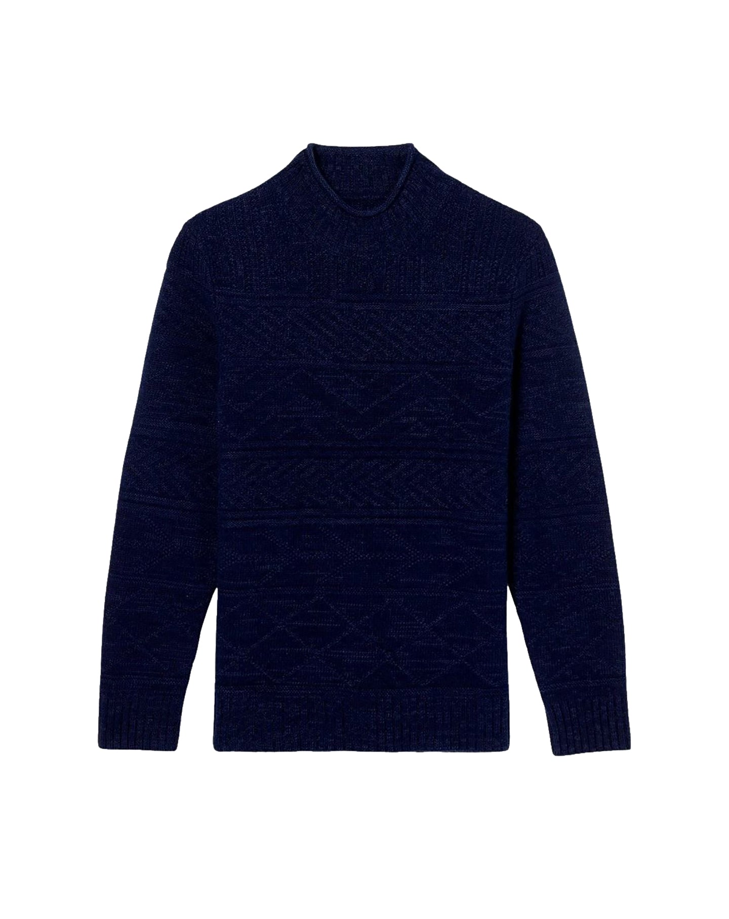 Guernsey-style cable-knit round-neck cashmere jumper - Raw Navy