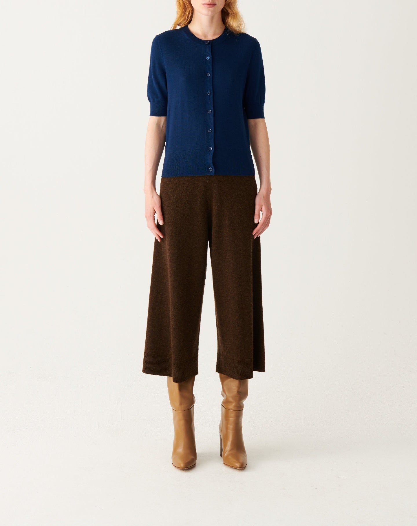 RECO100Cardigan Ultrafin Manches Courtes - Bleu Phare