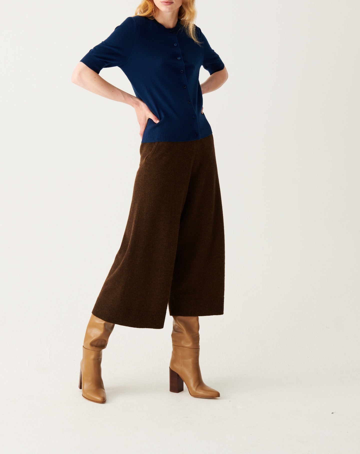 RECO100Cardigan Ultrafin Manches Courtes - Bleu Phare