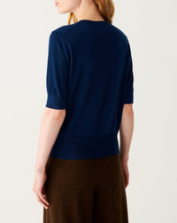 RECO100Cardigan Ultrafin Manches Courtes - Bleu Phare