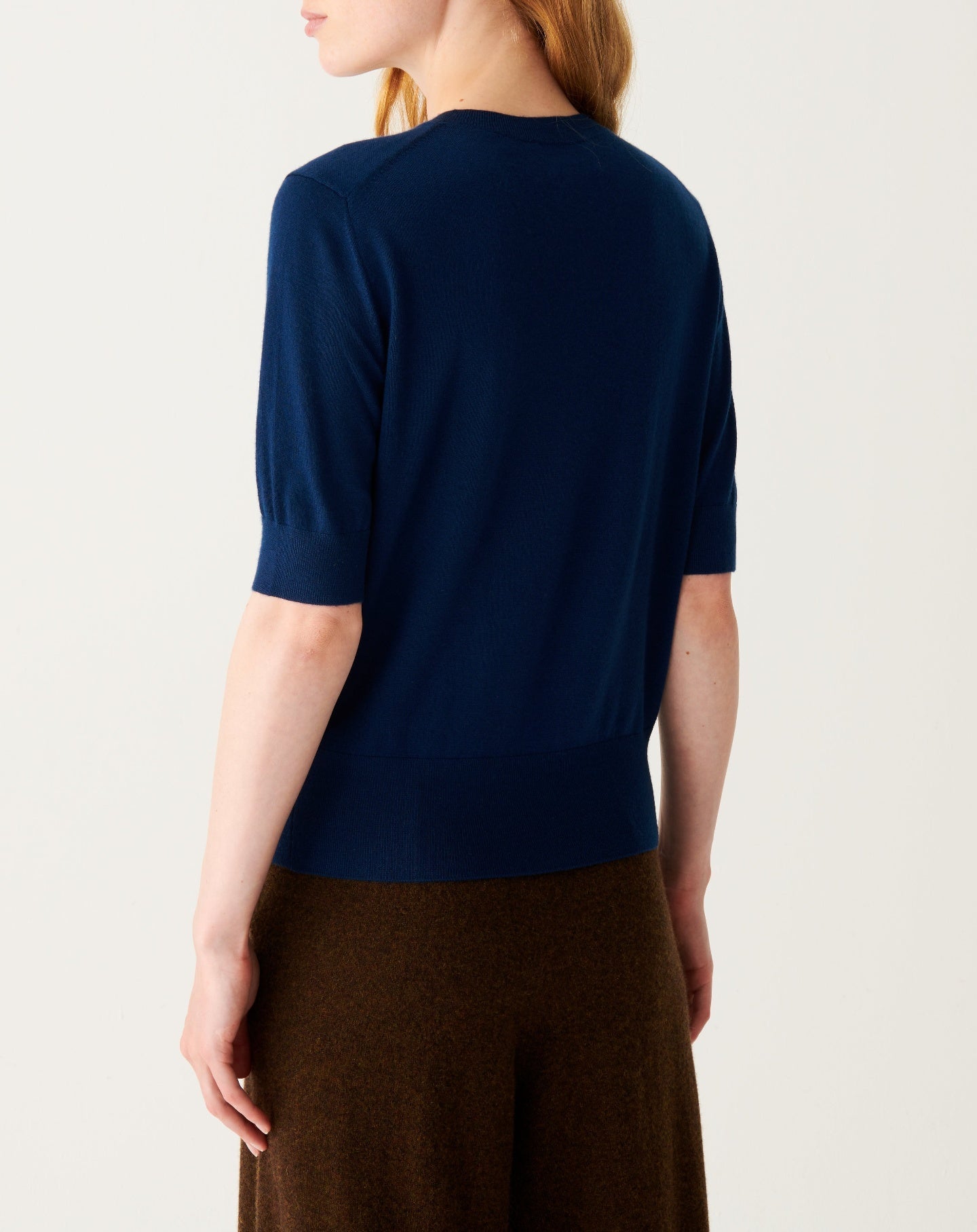 RECO100Cardigan Ultrafin Manches Courtes - Bleu Phare