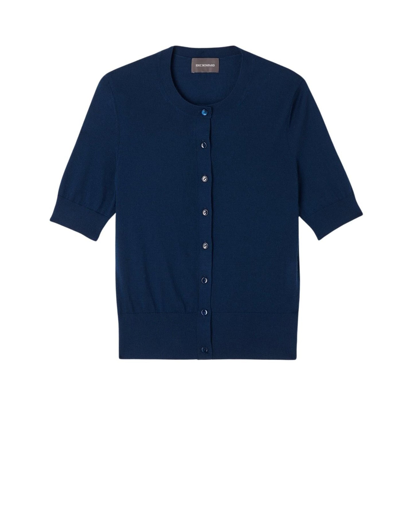 RECO100Cardigan Ultrafin Manches Courtes - Bleu Phare