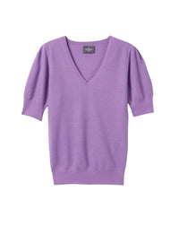 Ultra-fine V-neck jumper with balloon sleeves in cashmere - Artichaut