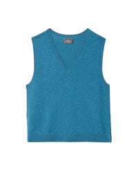 Loose-fitting, sleeveless V-neck cashmere jumper - Canoe Blue