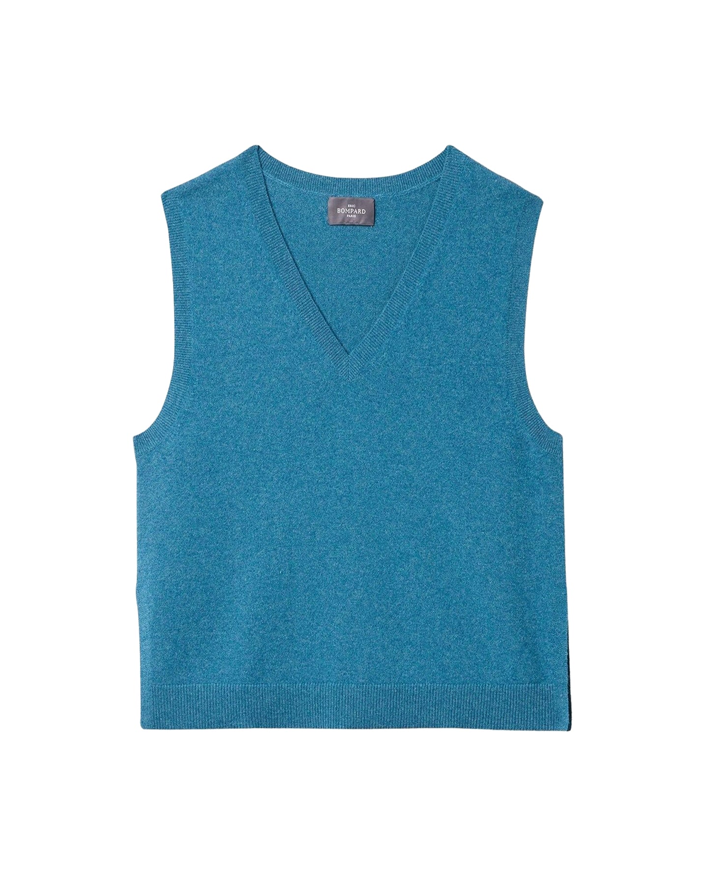 Loose-fitting, sleeveless V-neck cashmere jumper - Canoe Blue