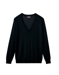Ultra-fine, loose-fitting V-neck cashmere jumper - Black