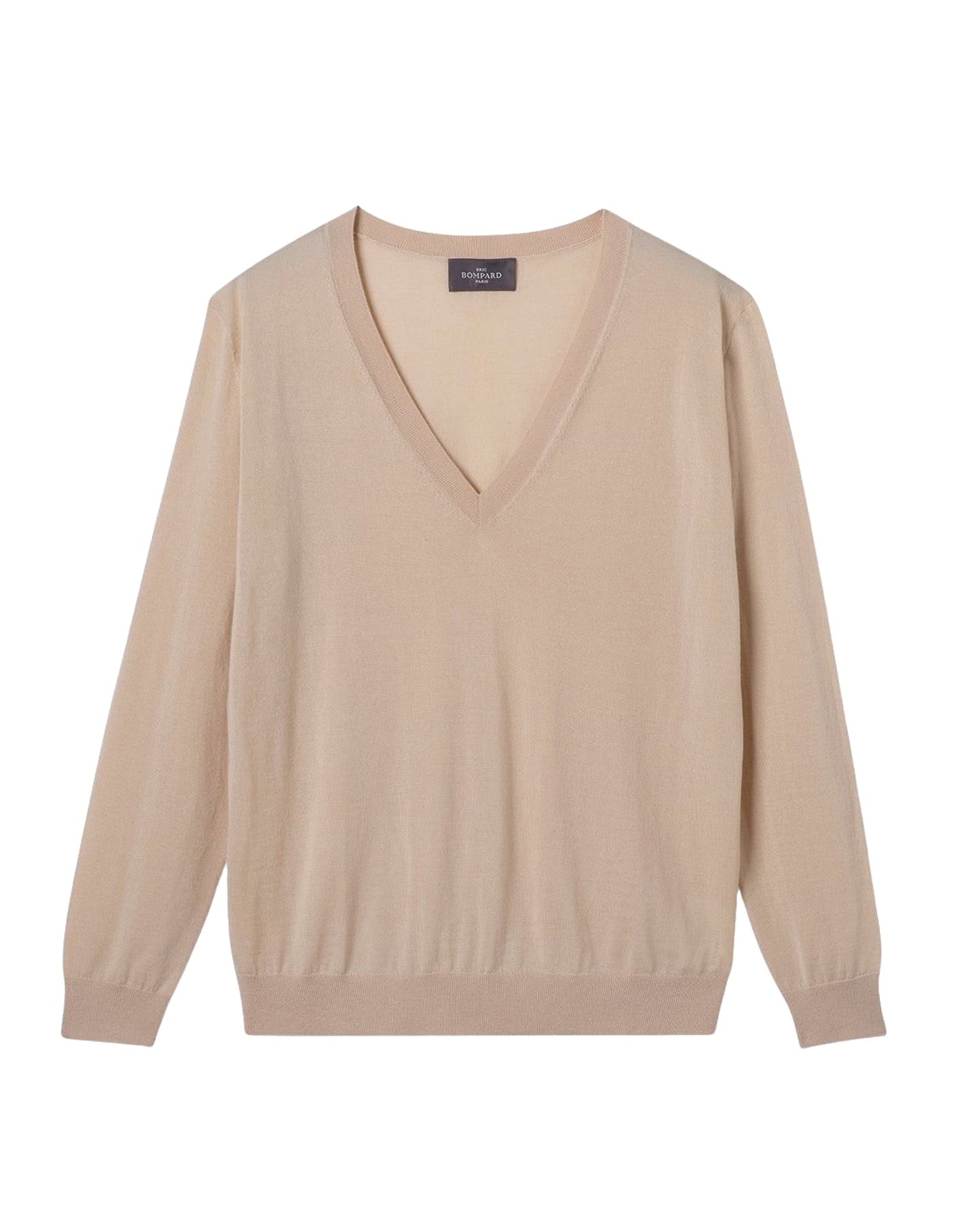 Ultra-fine, loose-fitting V-neck cashmere jumper - Camomille