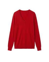 Ultra-fine, loose-fitting V-neck cashmere jumper - College Red