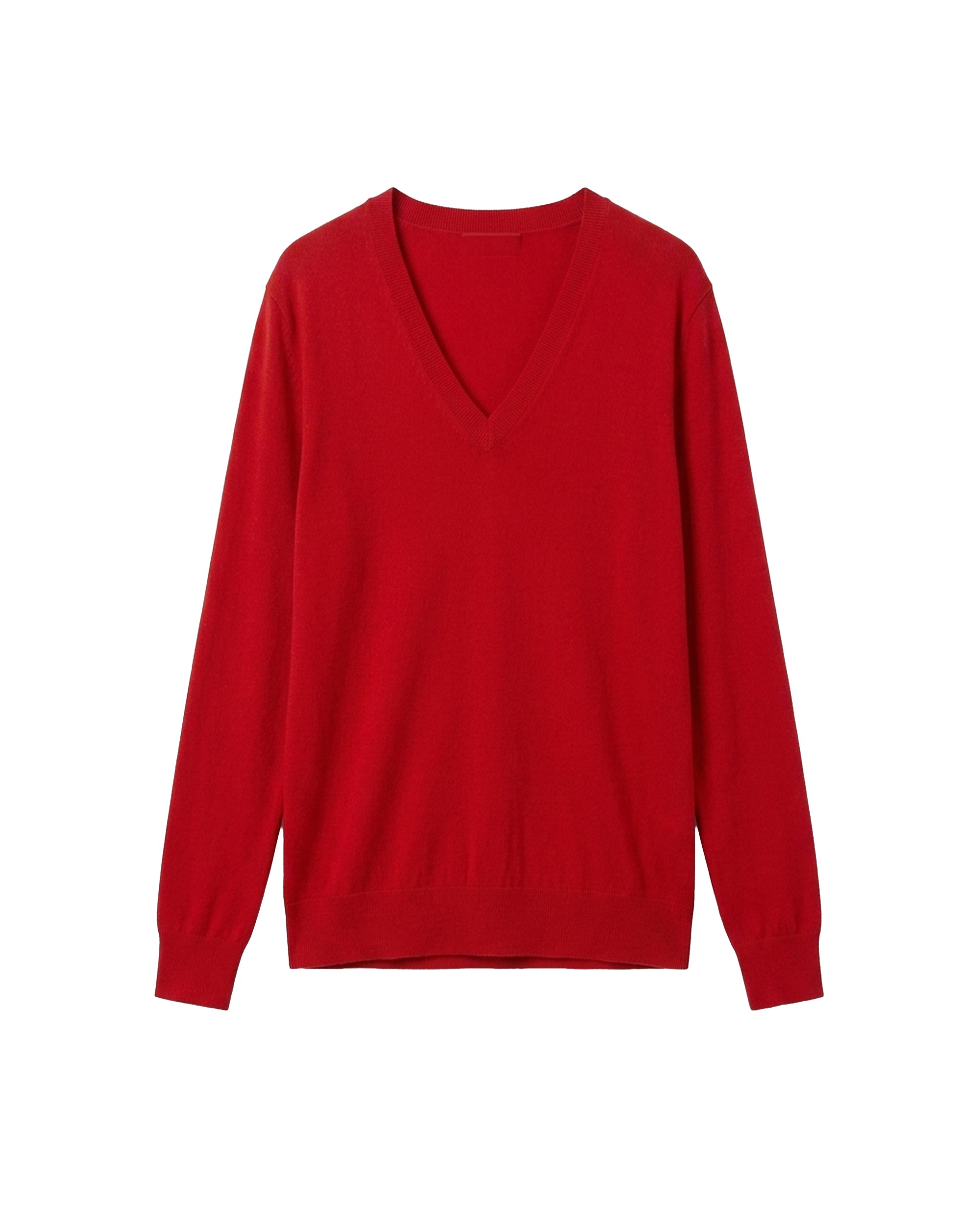 Ultra-fine, loose-fitting V-neck cashmere jumper - College Red