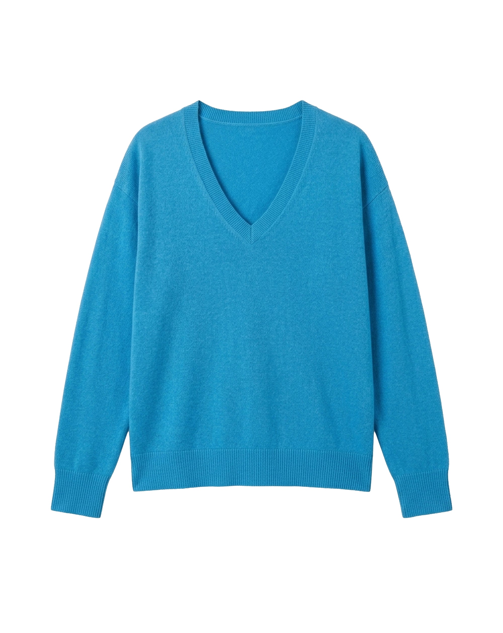 Loose-fitting V-neck cashmere jumper - Caldero Blue