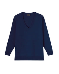 Loose-fitting V-neck cashmere jumper - Lighthouse Blue