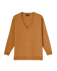 Loose-fitting V-neck cashmere jumper - Vicuna