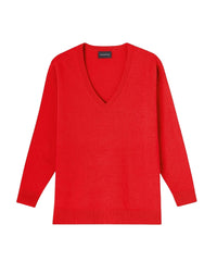Loose-fitting V-neck cashmere jumper - Rouge Gorge