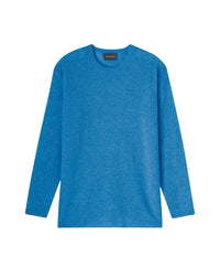 Pull col rond ample en cachemire -  Bleu Ecosse